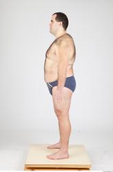 Whole Body Man White Underwear Overweight Studio photo references